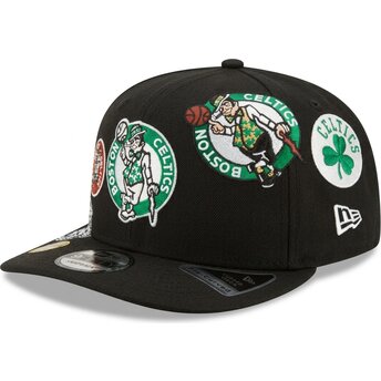 Kepsar böjd svart snapback 9FIFTY A Frame Precurved Multi Patch från Boston Celtics NBA av New Era