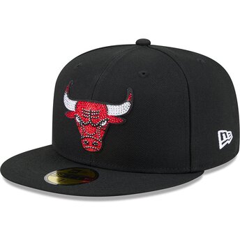Kepsar platt svart justerad 59FIFTY Rhinestone Badge från Chicago Bulls NBA av New Era