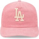 kepsar-bojd-rosa-justerbart-band-19twenty-precurved-corduroy-pastel-fran-los-angeles-dodgers-mlb-av-new-era