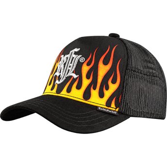 Kepsar böjd svart snapback N°216 Burning av Rock’nFreeLife
