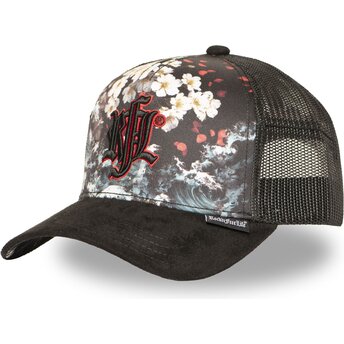 Kepsar böjd svart snapback N°274 Sakura Wave av Rock’nFreeLife