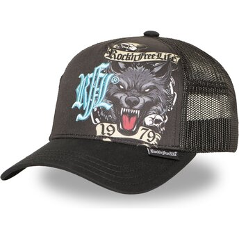 Kepsar böjd svart snapback N°266 Chained Wolf av Rock’nFreeLife