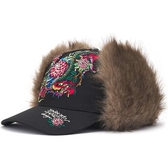 Kepsar böjd svart justerad Crawling Trapper av Ed Hardy