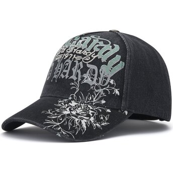 Kepsar böjd svart justerbart band Distressed Floral Gothic av Ed Hardy
