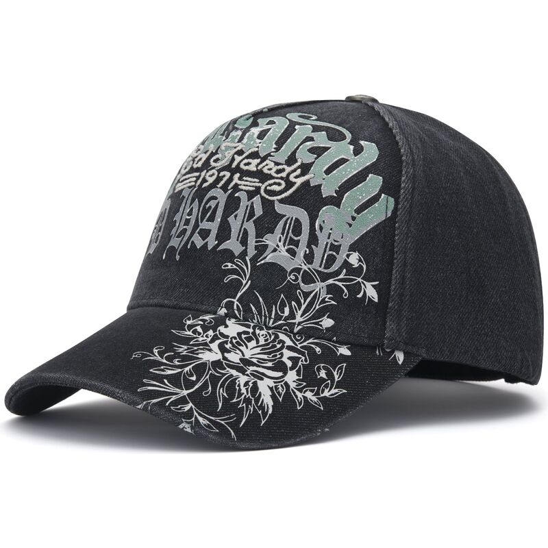 kepsar-bojd-svart-justerbart-band-distressed-floral-gothic-av-ed-hardy
