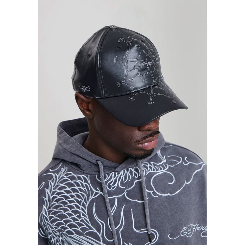 kepsar-bojd-svart-justerbart-band-spiderweb-pu-leather-av-ed-hardy