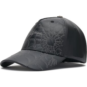 Kepsar böjd svart justerbart band Spiderweb PU Leather av Ed Hardy