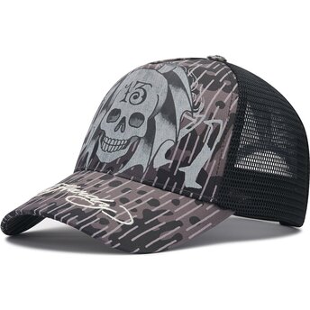 Kepsar böjd svart snapback 13 Skull av Ed Hardy