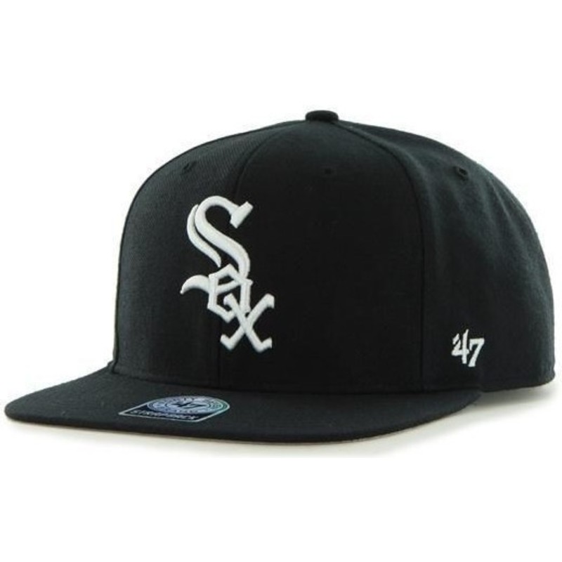 47-brand-flat-brim-side-logo-mlb-chicago-white-sox-smooth-black-snapback-cap