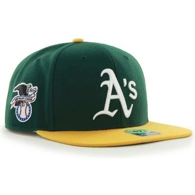 kepsar-plana-gron-snapback-lisa-lateral-fran-oakland-athletics-mlb-av-47-brand