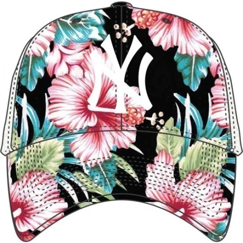 kepsar-curva-flerfargad-snapback-estampado-de-flores-fran-new-york-yankees-mlb-av-47-brand