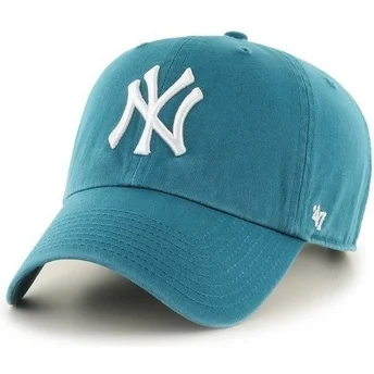 Grön blågrön böjd keps New York Yankees MLB Clean Up från 47 Brand