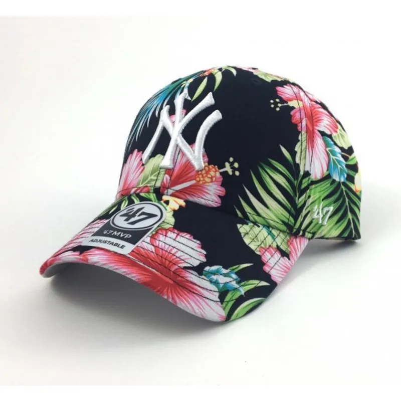 kepsar-curva-flerfargad-justerbart-band-estampado-de-flores-fran-new-york-yankees-mlb-av-47-brand