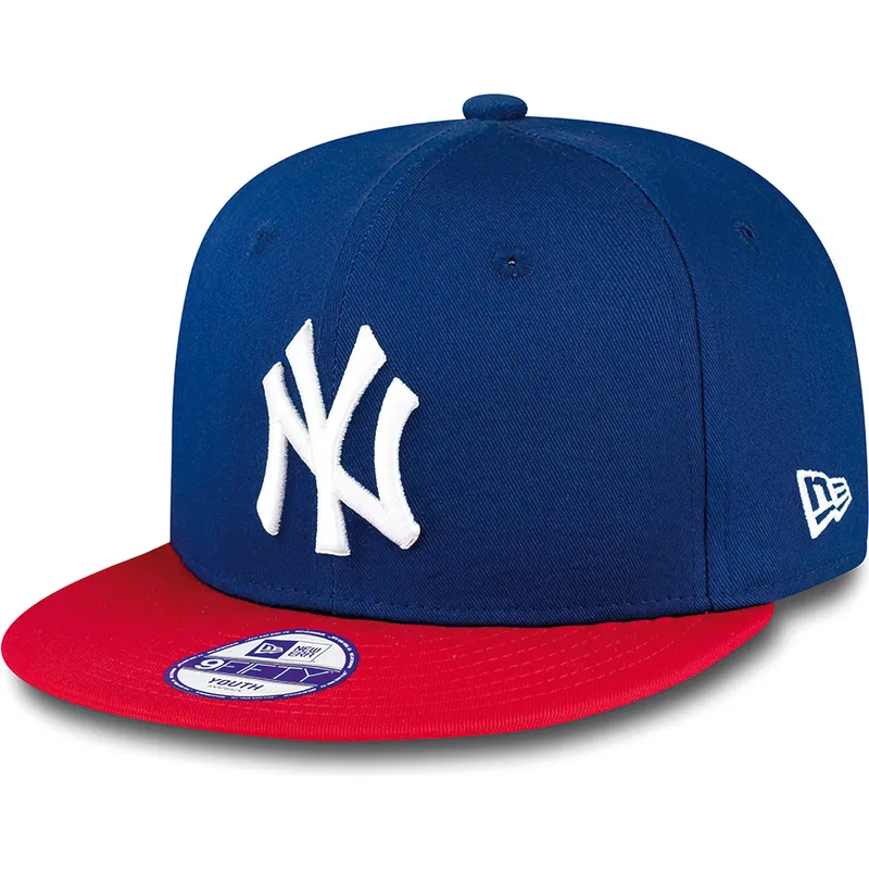bla-platt-snapback-keps-for-barn-9fifty-cotton-block-av-new-york-yankees-mlb-fran-new-era