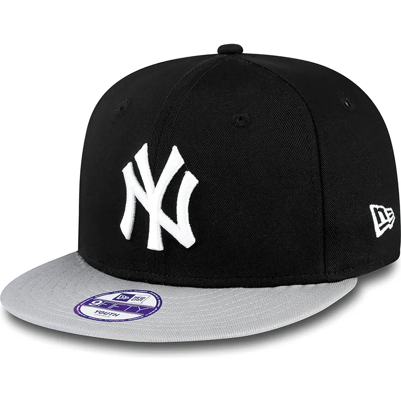 kepsar-plana-svart-snapback-for-barn-9fifty-cotton-block-fran-new-york-yankees-mlb-av-new-era